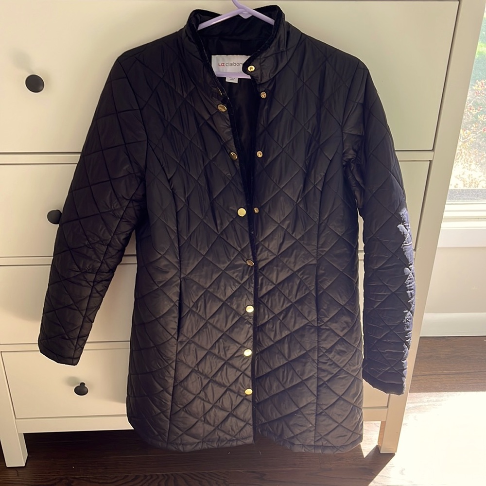 Liz Claiborne small jacket. Paint smudge on the interior near arm. Barely worn.